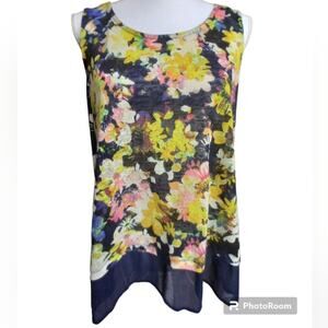 Princess Vera Wang Sleeveless Blouse Size XL Semi-Sheer floral